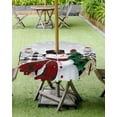 thumbnail image 4 of Fsddascl Gray Omber Snowman Christmas Outdoor Tablecloth - 60 Inch Round Dining Table Cover, Xmas Tree Winter Snowman Waterproof Outdoor Table Cloth with Umbrella Hole & Zipper for Picnic/Patio, 4 of 7