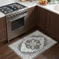 thumbnail image 4 of Roxstand 2'x3' Washable Entryway Rug, Vintage Non Slip Stain Resistant Small Accent Throw Kitchen Rugs, Black, 4 of 11