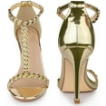 thumbnail image 2 of BLISSFUL STEP T Strap Rhinestone Ankle Strap Stiletto Heels Sandals for Women Gold 7.5 M US, 2 of 6