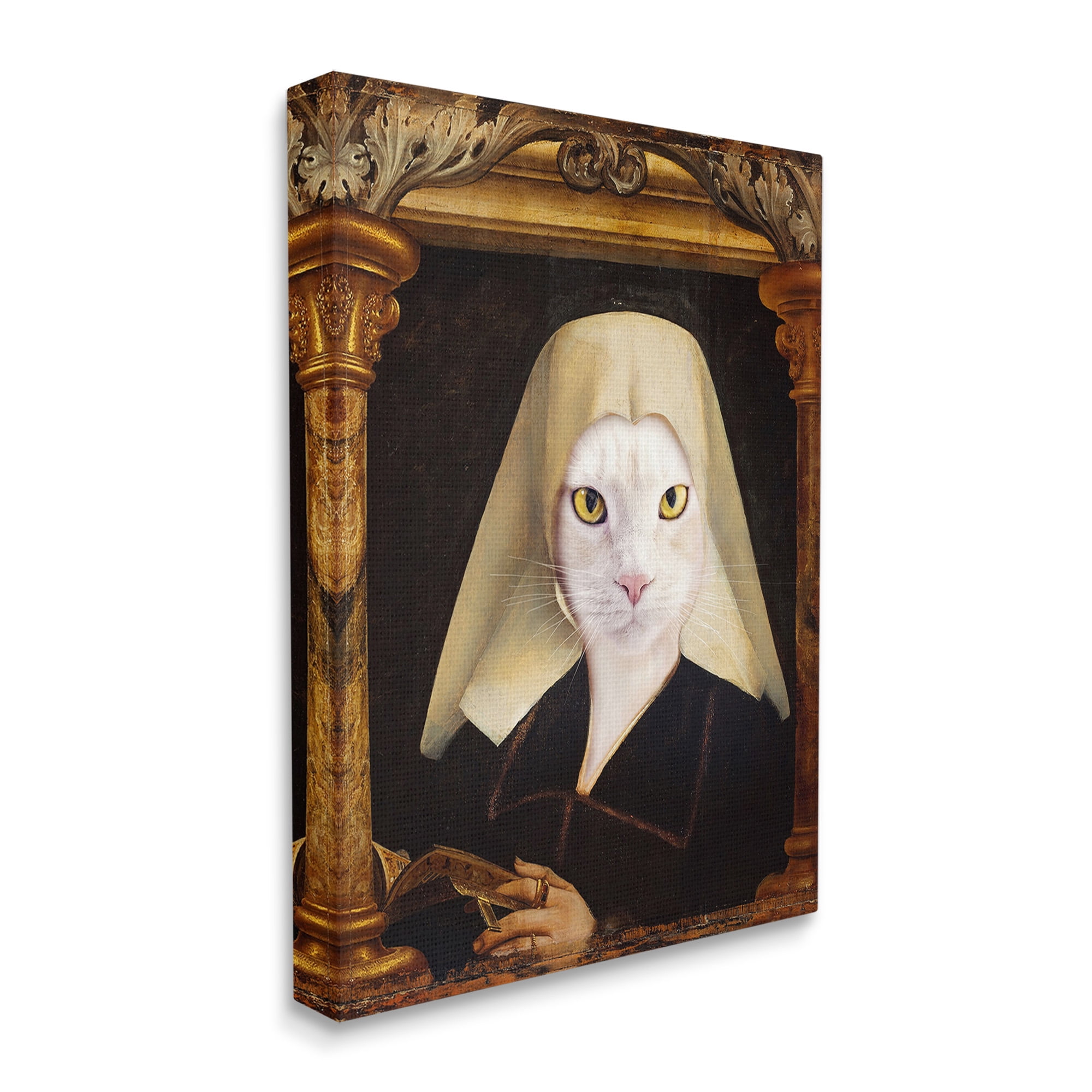 Stupell Industries Cat with Ornate Arch Animals & Insects Painting Gallery Wrapped Canvas Art Print Wall Art, 30 x 40