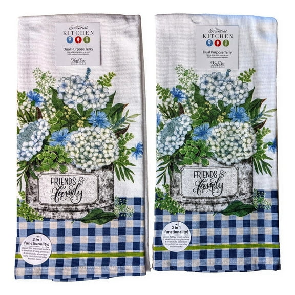 Set of 2 FRIENDS & FAMILY BOUQUET Terry Kitchen Towels by Kay Dee Designs