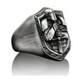 thumbnail image 2 of Crusader Knight Handmade Silver Men Signet Ring, Christian Medieval Templar Sterling Silver Men Jewelry, Silver Biker Ring, Memorial Gift, 2 of 5