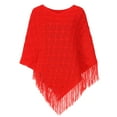 thumbnail image 4 of White Mark Women's Fringe Knit Poncho, One Size, 4 of 6