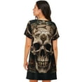 thumbnail image 6 of Lafuoo Metal Style Horned Skull Pattern Women's Short-sleeved Nightdress, Knee-length Pullover Nightgown, Summer Home Wear-Small, 6 of 8