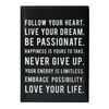 FOLLOW YOUR HEART LOVE YOUR LIFE Black Leather-like 6x8 Journal by Eccolo trade LOFTY THINKING Collection