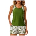 thumbnail image 2 of GEWSEY Blouson Tankini Swimsuits for Women 2026 Tummy Control Two Piece Bathing Suits with Sporty Pockets Swim Shorts (Green, L), 2 of 9