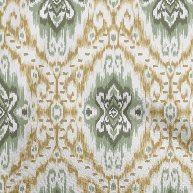 oneOone Rayon Olive Green Fabric Asian Ikat Craft Projects Decor Fabric Printed By The Yard 56 Inch Wide