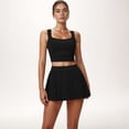 thumbnail image 2 of Women's High Waist Pleated Skirt with Built-In Shorts and Stretch Waistband - Small, Black, 2 of 7