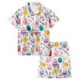 thumbnail image 2 of MAIHAN Easter Pajamas for Girls Short Sleeve Womens Satin Easter Egg DIY Painting Pajama Set Cute Easter Pajama Sets(Pink,12-13 Years), 2 of 4