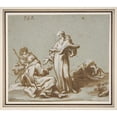 thumbnail image 3 of Paolo Gerolamo Piola 13x12 Black Modern Framed Museum Art Print Titled - Scene with Four Figures of Monks Discoursing (1666-1724), 3 of 5