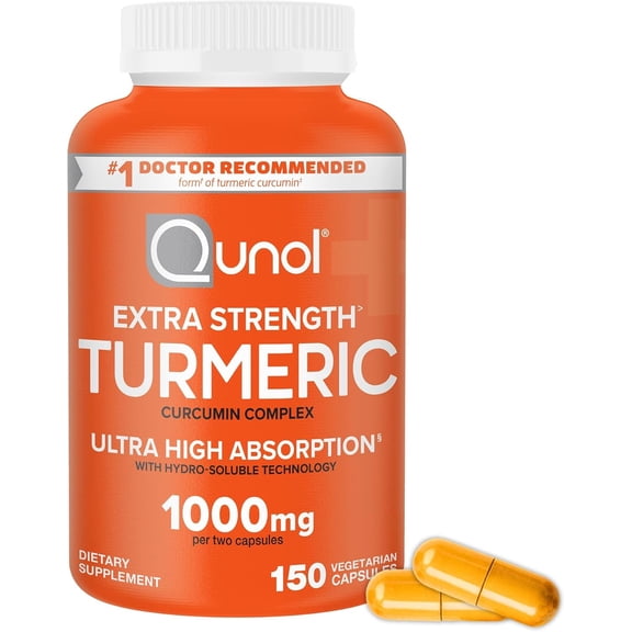 Qunol Turmeric Curcumin Complex Extra Strength 1000mg Capsules, Ultra High Absorption, for Joint Support, 150 Ct