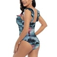 thumbnail image 5 of Yiaed Lighthouse in a Stormy Sea Print Women's Ruffled One Piece Swimsuit V Neck Swimwear Slimming Monokini for Woman-XX-Large, 5 of 8