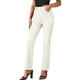 thumbnail image 2 of Inverlee Women's Straight Leg Jeans High Waisted Slim Fit Denim Pants Daily Classic Multi Color Bottoms with Pockets Beige M, 2 of 8
