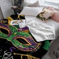 thumbnail image 5 of Fleece Blanket Carnival Mask Feather Trumpet Blankets, Soft Cozy Warm Flannel Throw Blanket, Celebration Ribbon on Black Blanket for Bed Couch Sofa,40x50In, 5 of 9