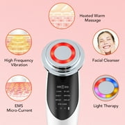 Facial Massager Beauty Device, Electric Face Lifting, Skin Rejuvenation, 7 in 1 Skin Care Tool with 3 LED Light, 3 Vibration & Massage for Anti-Aging, Deep Cleansing, Skin Tightening, Skin Refreshing