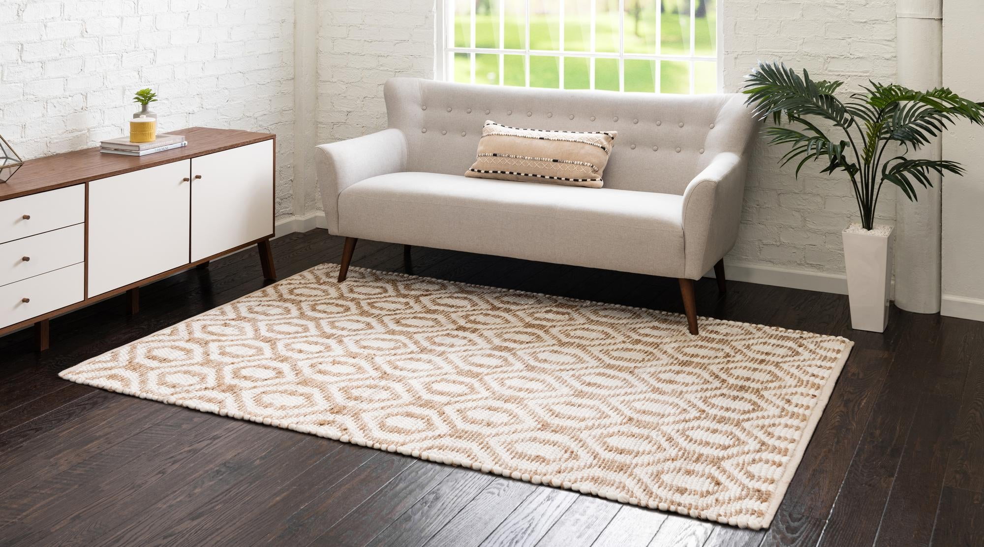 Unique Loom Chindi Jute Collection Area Rug (2' x 3' 1" Rectangle White/Natural)