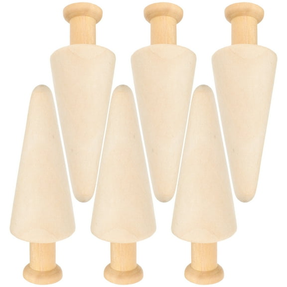 Raindrops 6pcs Unfinished Wooden Tree DIY Wooden Tree Mini Wood Trees for DIY Craft Easter Decoration
