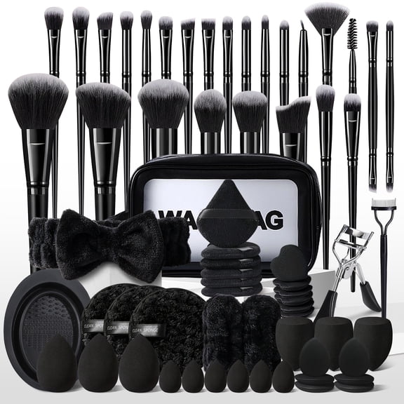 HGHDBT 65Pcs Black Makeup Brush Set Professional Makeup Kit Powder Concealers Eye shadows Blush Foundation Makeup Brushes