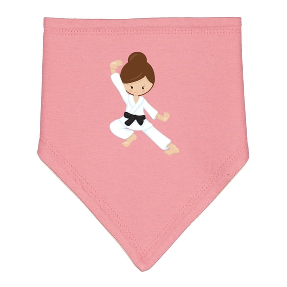 Inktastic Karate Girl, Cute Girl, Black Belt, Brown Hair Baby Bandana Bib