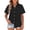 Black, variant on Posijego Button Down Shirt for Women Plus Size Short Sleeve Shirts Collared V Neck Summer Cotton Linen Tops