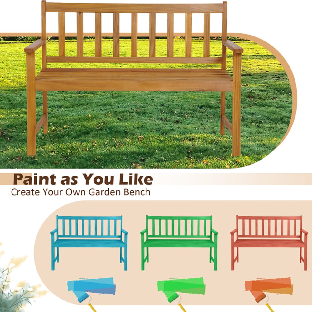 Aimee Lii 2-Person Outdoor Acacia Wood Bench with Backrest, Outdoor Patio Furniture Aimee Lii 2-Person Outdoor Acacia Wood Bench with Backrest, Outdoor Patio Furniture