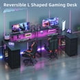 thumbnail image 4 of Eunos 53 inch L Shaped Gaming Desk with Power Outlets & LED Light, Computer Desk with 4 Tiers Drawers for Home Office, Black, 4 of 8