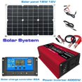 thumbnail image 2 of Kit de sistema de panel solar con inversor de corriente para automóvil de 4000 W, 12 V a 110 V, 220 V, con pantalla LED, transformador de voltaje de onda sinusoidal modificada, 12 V a 220 V, rojo, 2 of 5