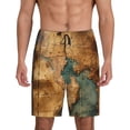 thumbnail image 1 of Balery Antique Map Adventure Scene Pantalones cortos de pijama de punto de algodón para hombre con cinturilla y bolsillos-X-Large, 1 of 6