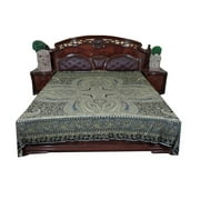 MOGUL ETHNIC INDIAN REVERSIBLE KASHMIRI JAMAVAR BEDSPREAD PASHMINA COVERLET