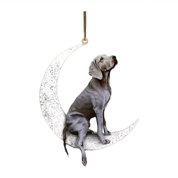 Colgante Decorativo Creativo Con Perro Navideño Sentado En La Luna, Negro