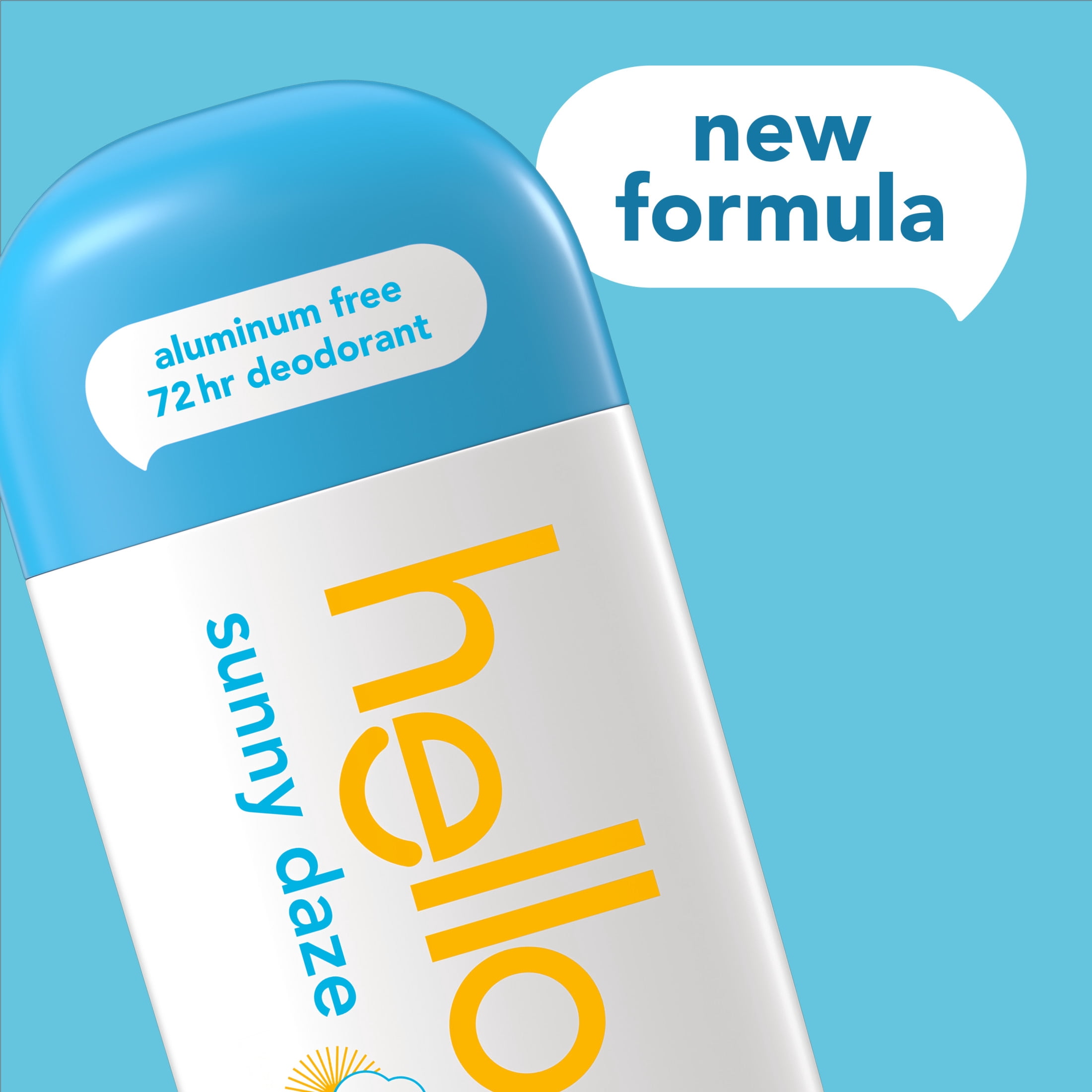 hello Sunny Daze Aluminum Free Deodorant for Women and Men, 2.6 oz Stick Deodorant