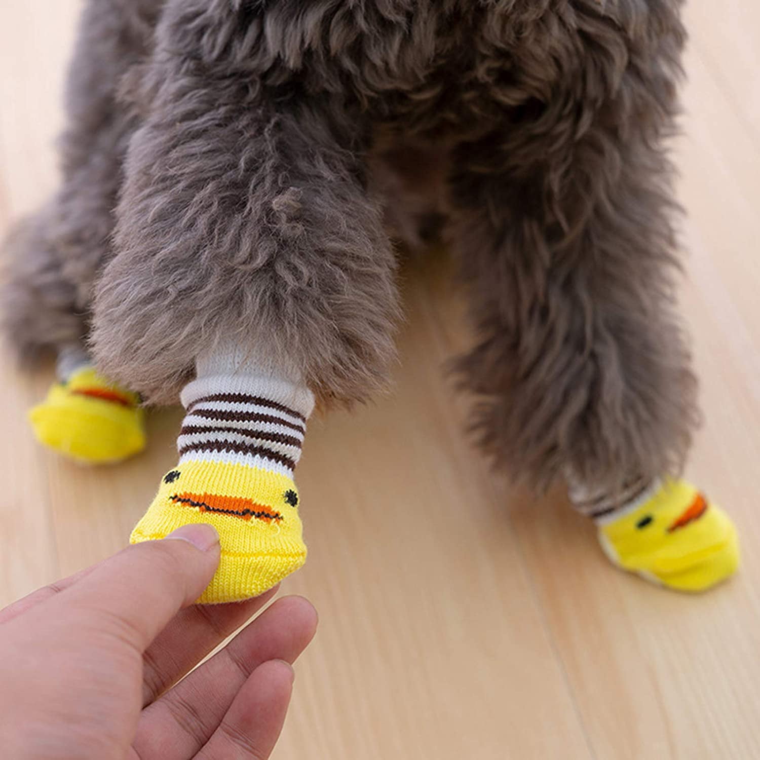 4 Piece Cute Cartoon Pattern Pet Socks Indoor Puppy Shoes Pet Supplies for Winter Green S Walmart