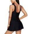thumbnail image 4 of SWSMCLT Women's One Piece Swimsuit Dress Bathing Suit Dress Tummy Control Plus Size Swimdress Modest Skirted Swimwear Long Torso Slimming Black XX-Large, 4 of 4
