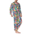 thumbnail image 2 of Fuzoiu Starfish And Algae Print Men's Long-Sleeved Pajama,Lounge Button Down Nightwear,Mens Notch Collar Pajama Set -X-Large, 2 of 7