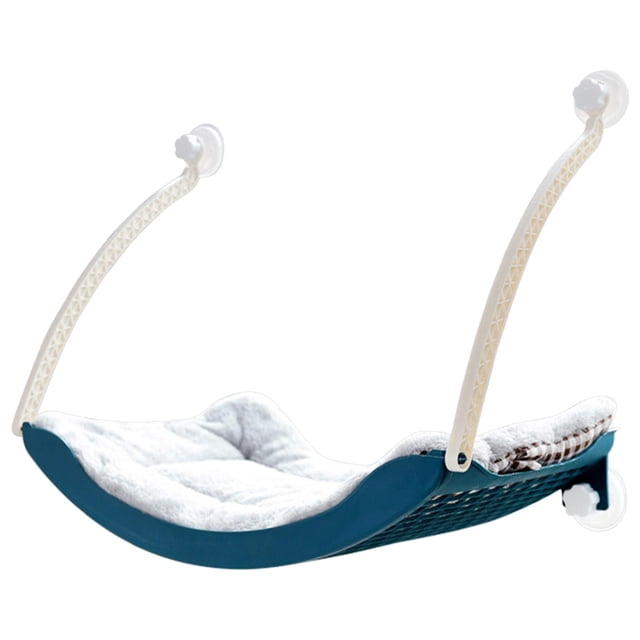 Cama de gato Yuyangstore ventosa colgante desmontable Alfombra de felpa azul
