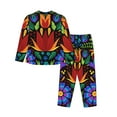 thumbnail image 2 of Kll Colorful Floral Print Women'S Long Sleeve Pajamas With Pants Sleepwear Loungewear 2 Set-Small, 2 of 9