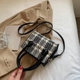 thumbnail image 1 of Bolsa bandolera con estampado a cuadros de lana para mujer a la moda, minicon solapa (negro) Ehuebsd Para Estrenar, 1 of 9