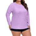 thumbnail image 4 of Women's Plus Size Sun Shirts UPF 50+ UV Protection Long Sleeve Rash Guard Quick Dry Workout Hiking Fishing Swim Shirt Purple 5XL, 4 of 5