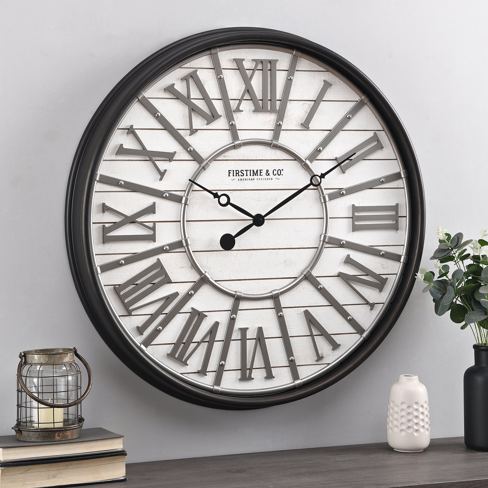Walnut Round Wall Clock FirsTime & Co 11,10055 