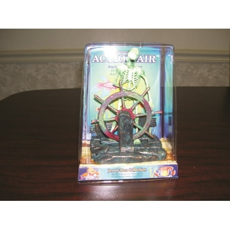 - Penn-Plax Action-Air 075 Plastic Skeleton At The Wheel Aerating Ornament Jewel Box Package, Multicolor