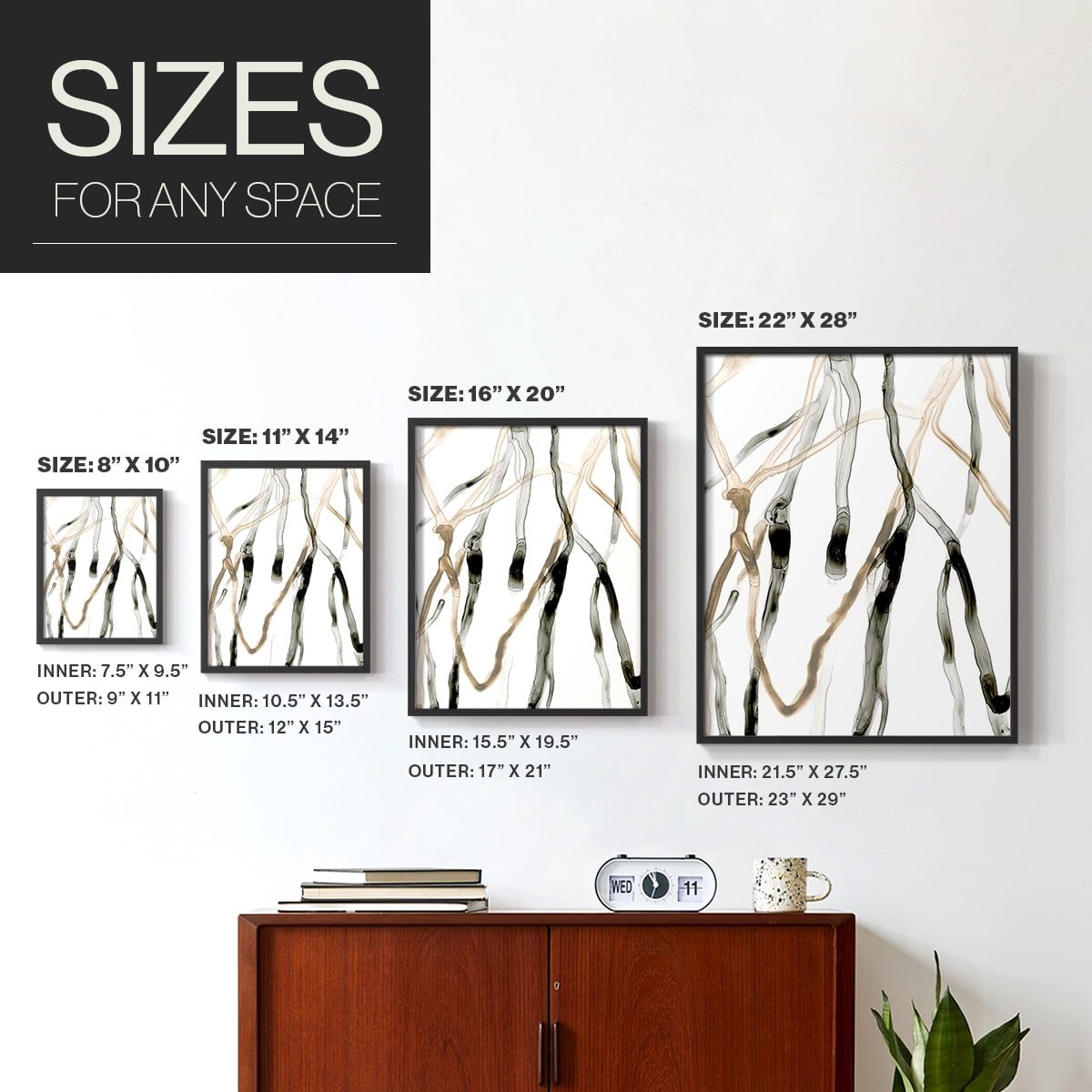 Runnel XI in Black Solid Wood 11 x 14 Framed Print
