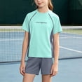thumbnail image 7 of ITSAME Boys Girls Athletic Outfits 2-Piece Short Sleeve Top and Shorts Set Kids Quick-Dry Sportswear Mint Green Size 5T, 7 of 7