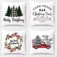 thumbnail image 1 of Merry Christmas Pillow Covers 20 x 20 Christmas Decor Trees and Truck White Farmhouse Throw Pillow Covers Cushion Case Set of 4,Christmas Decorations, 1 of 5