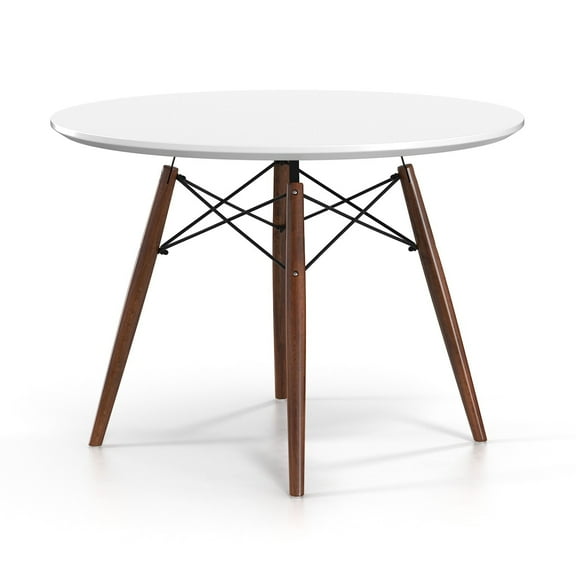 Parisian 39" Round Dining Table White / Walnut Legs
