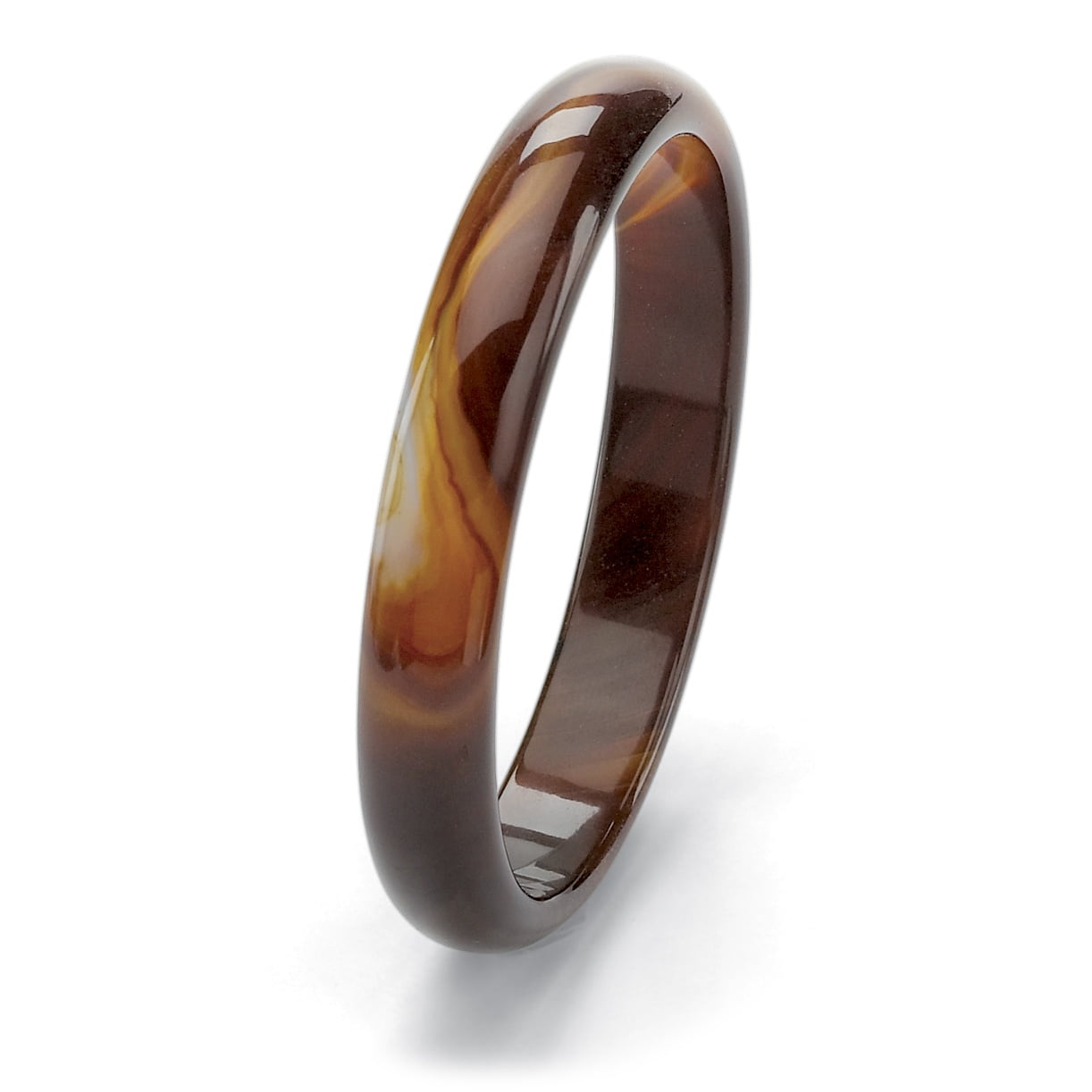 Genuine Brown Agate Bangle Bracelet 9" (13mm) by PalmBeach Jewelry