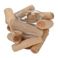 thumbnail image 2 of Wooden Candlestick, Decorative Safe Use Glass Candle Cup Unique Style Simple Candlestick Holders  For Bedroom For Wedding Birthday Party, 2 of 8