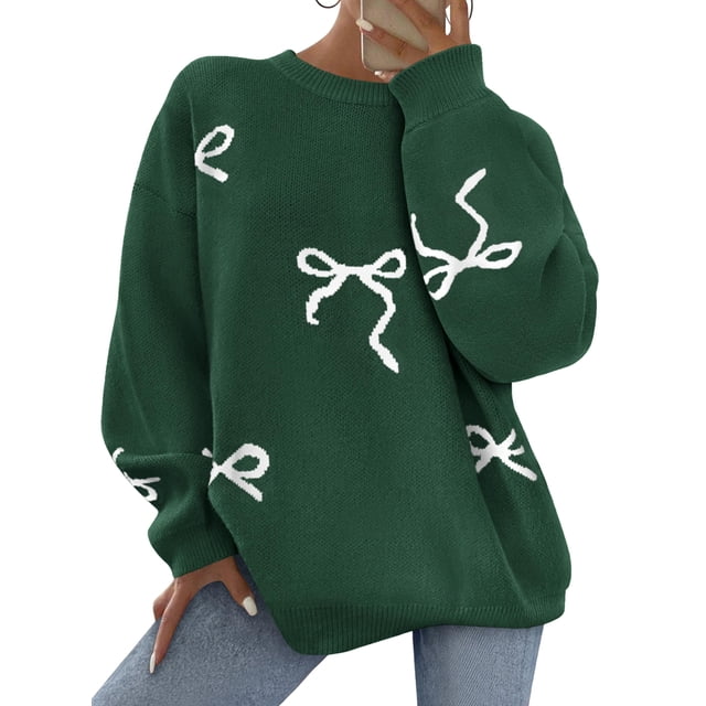 Suéter Oversized de Punto Grueso con Lazo PRETTYGARDEN para Mujer