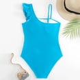 thumbnail image 6 of REDARER Girls One Piece Swimsuit Ruffle Trim Asymmetrical Ruched UPF 50+ Sun Protective Swimwear Summer,15-16 Years, 6 of 9