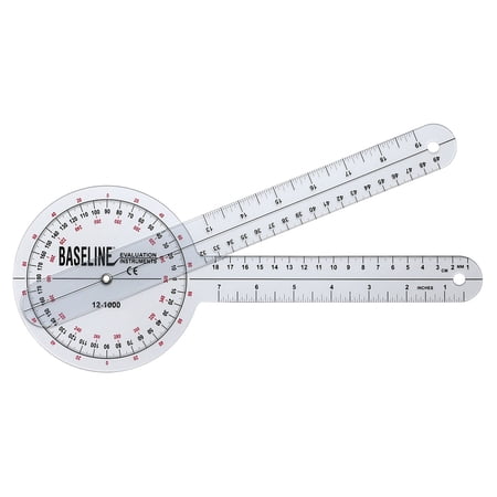 Baseline Goniometer, Plastic 12 Inch Arm Length 1° Increments Inches and Centimeters, 12-1000 - SOLD BY: PACK OF ONE