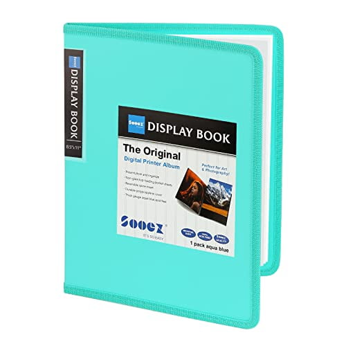 Sooez 30Pocket Binder with Plastic Sleeves 8.5x11" (Aqua), Heavy Duty
